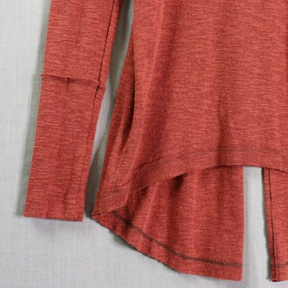 Free People Tunic Top Womens S Split Back Burnt Orange Turtleneck Slub Knit - Picture 5 of 9